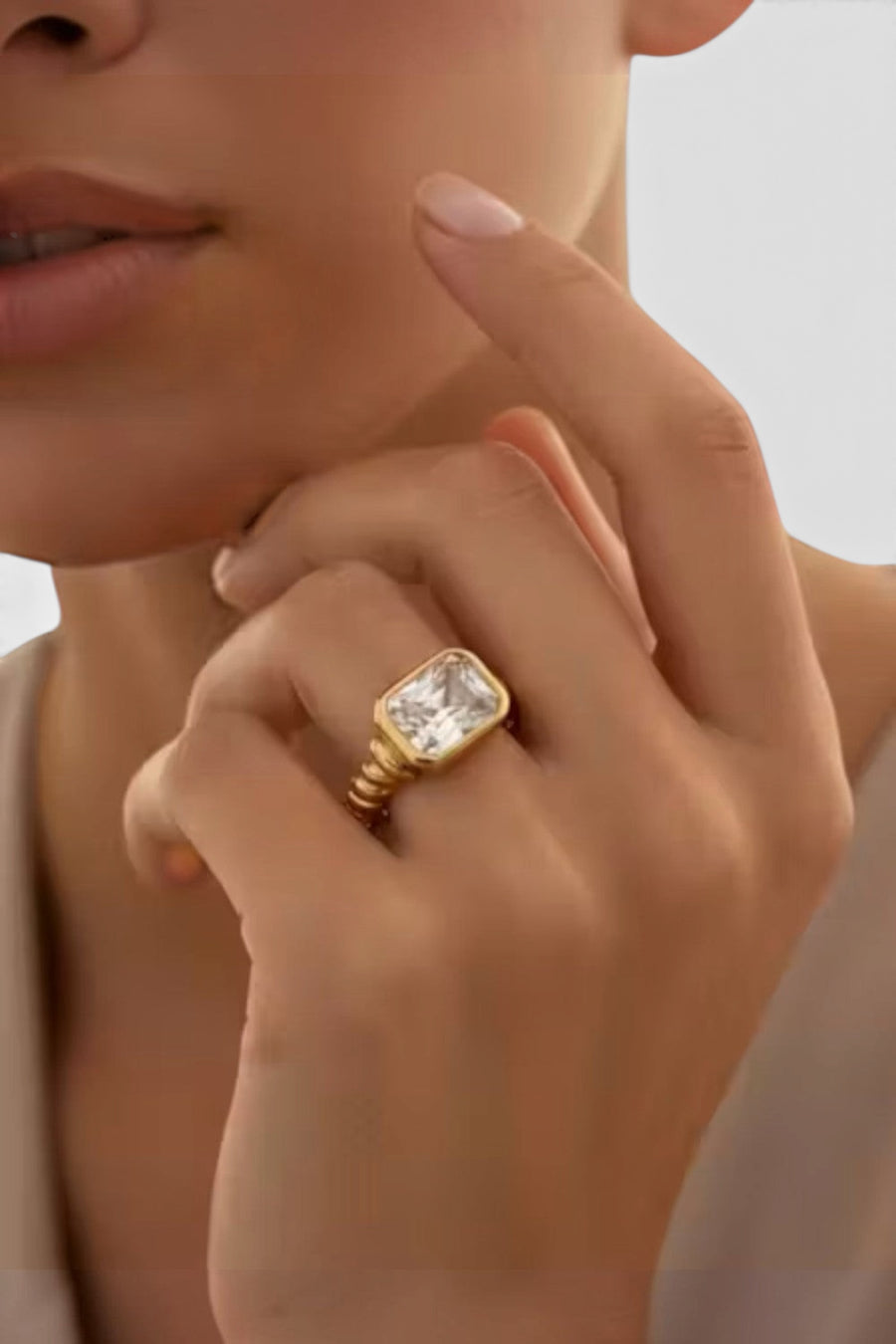 Farrah B Clear Intent Ring in Gold – back view