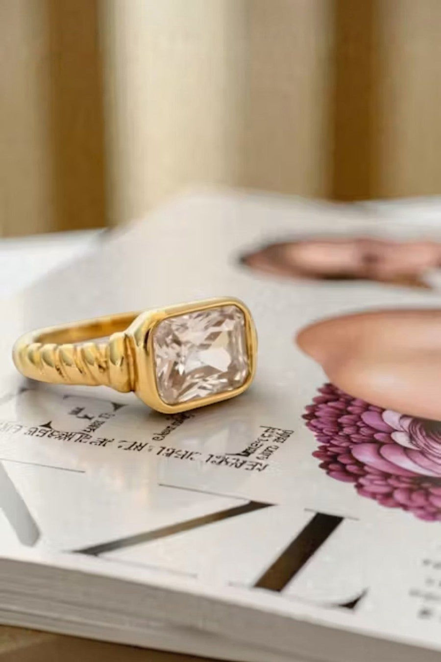 Farrah B Clear Intent Ring in Gold – side view