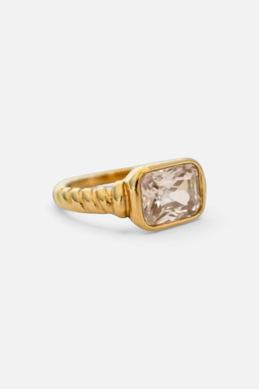 Farrah B Clear Intent Ring in Gold – side view