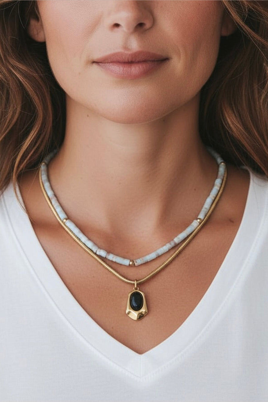 Farrah B Color Me Happy Necklace in Turquoise – back view