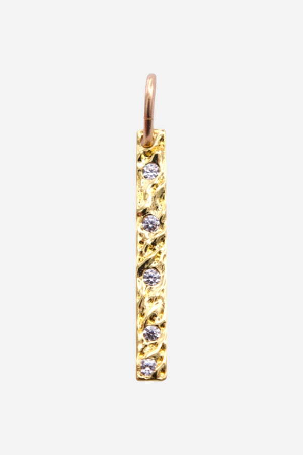 Farrah B Cz Textured Bar Charm Gold