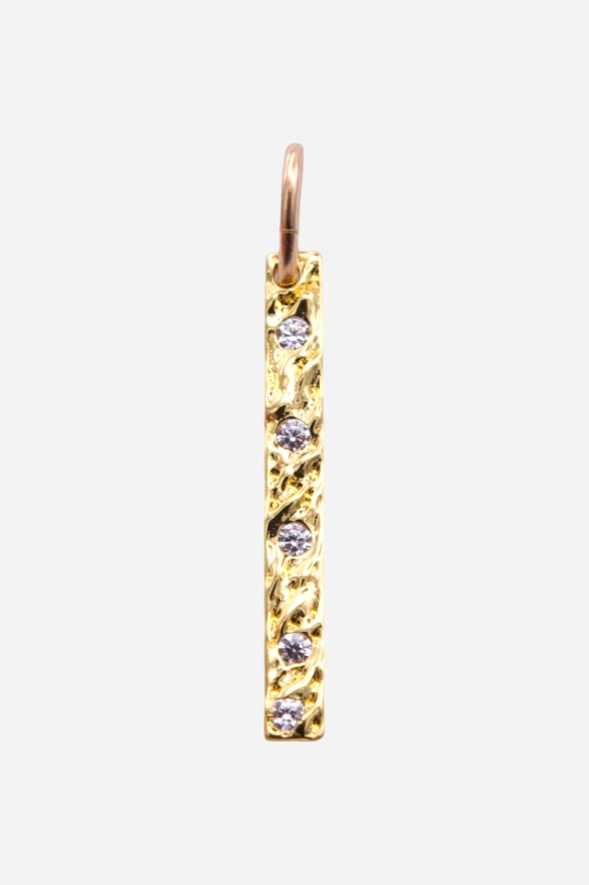 Farrah B Cz Textured Bar Charm Gold – front view