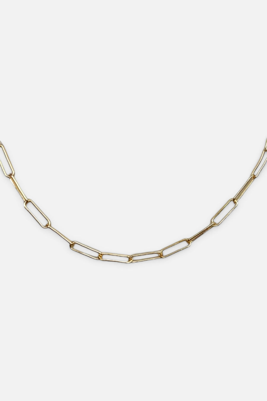 Farrah B Eden Paperclip Chain Necklace in Gold – side view