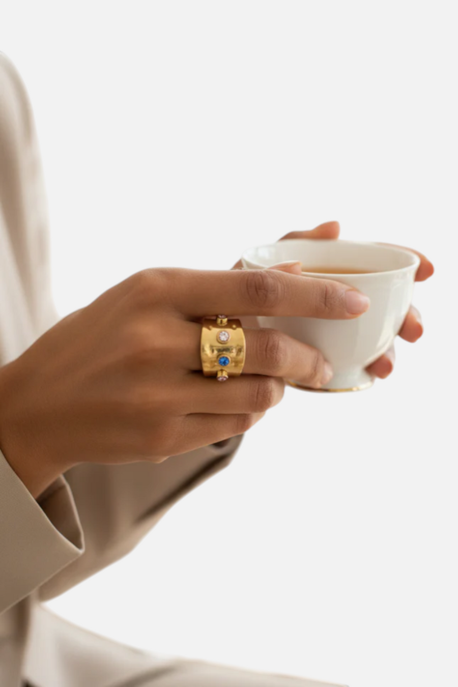 Farrah B Elements Ring in Multi & Gold – back view