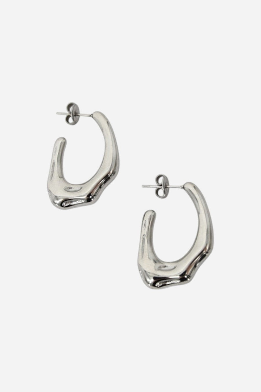 Farrah B Fan Girl Hoop Earrings - Silver – front view