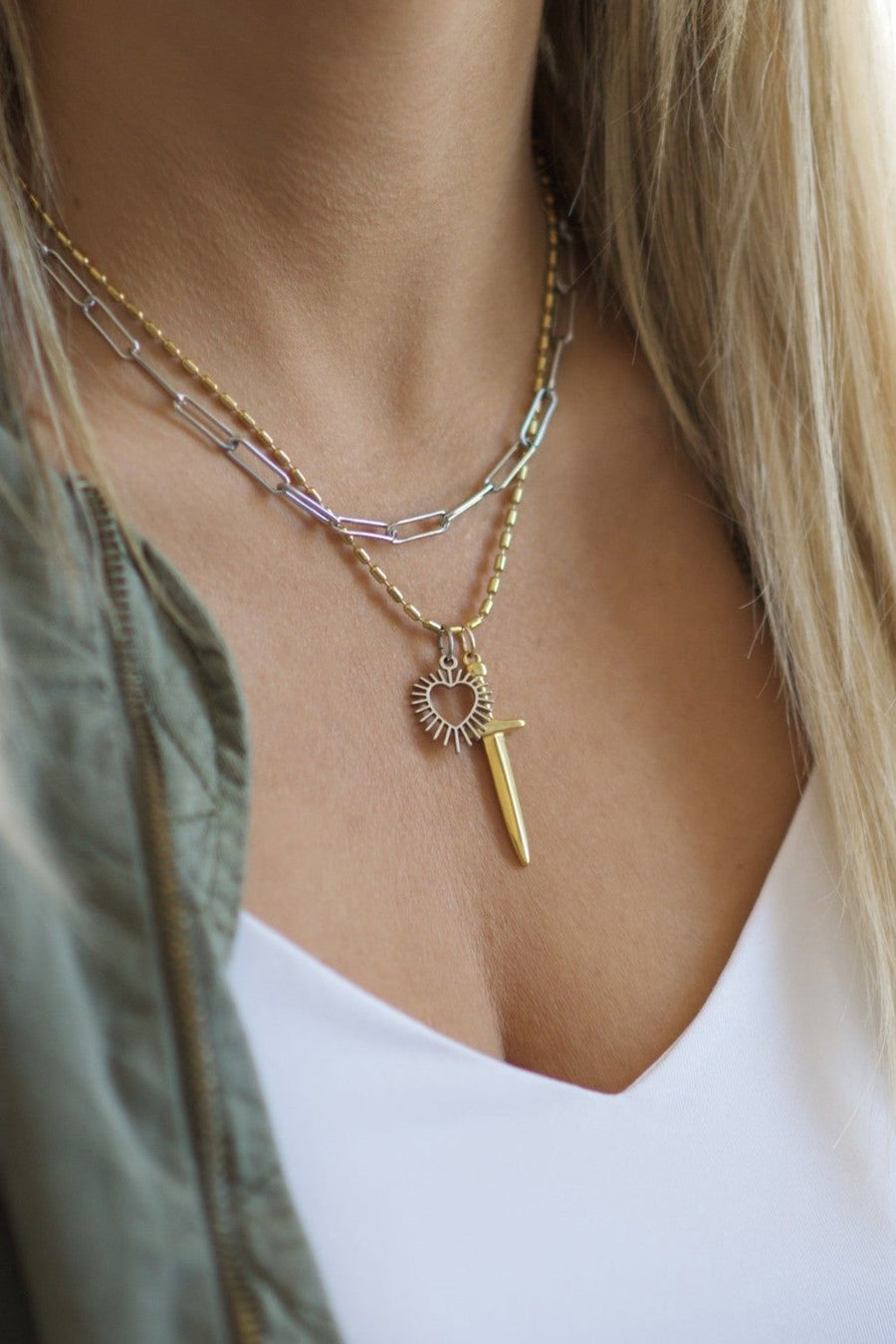 Farrah B Fight For It Necklace in Mixed Metal – back view