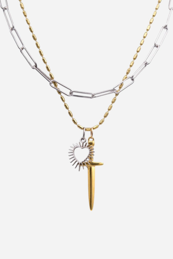 Farrah B Fight For It Necklace in Mixed Metal