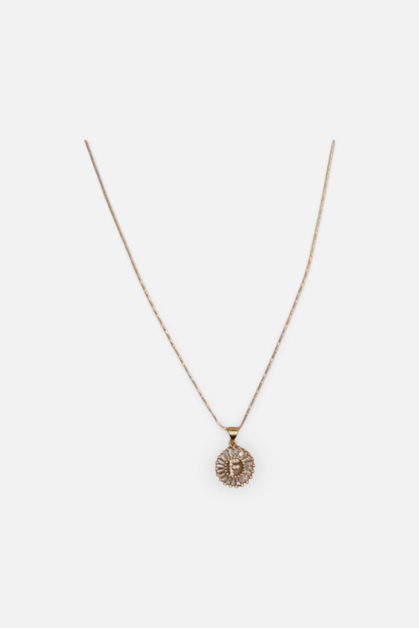 Farrah B G Initial Round CZ Necklace