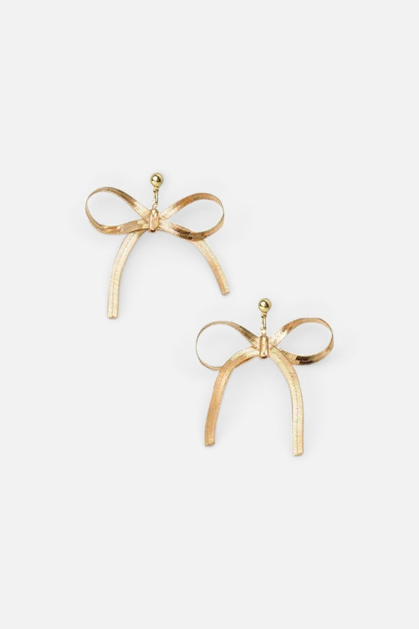 Farrah B Gifted Bow Statement Earrings in Gold