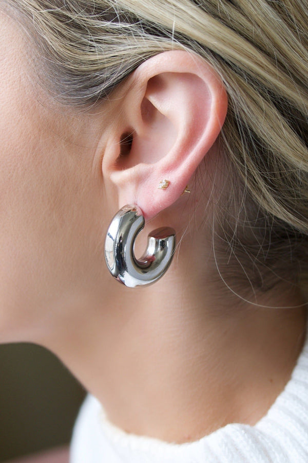 Farrah B Girlboss 2.0 Hoop Earrings in Silver