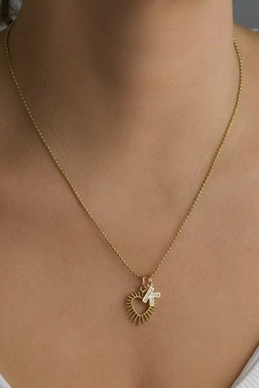 Farrah B Gold Link Ball Chain Necklace – back view