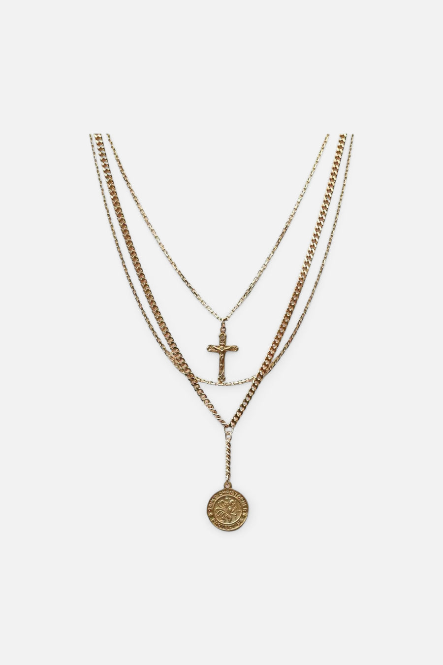 Farrah B. Guardian Three-Layer Gold-Plated Relic Necklace – front view