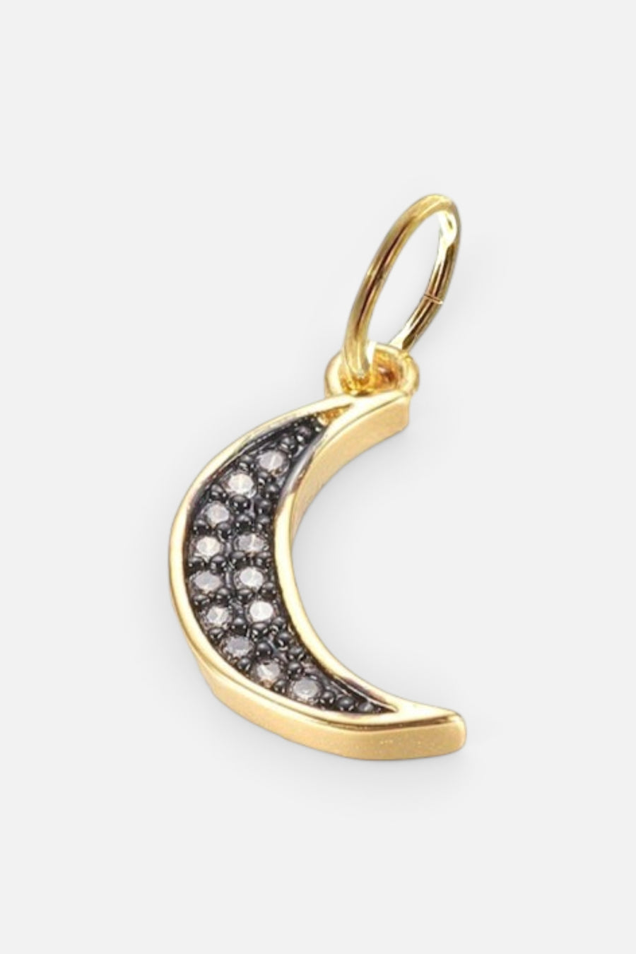 Farrah B Gunmetal Moon Charm in Gold – front view