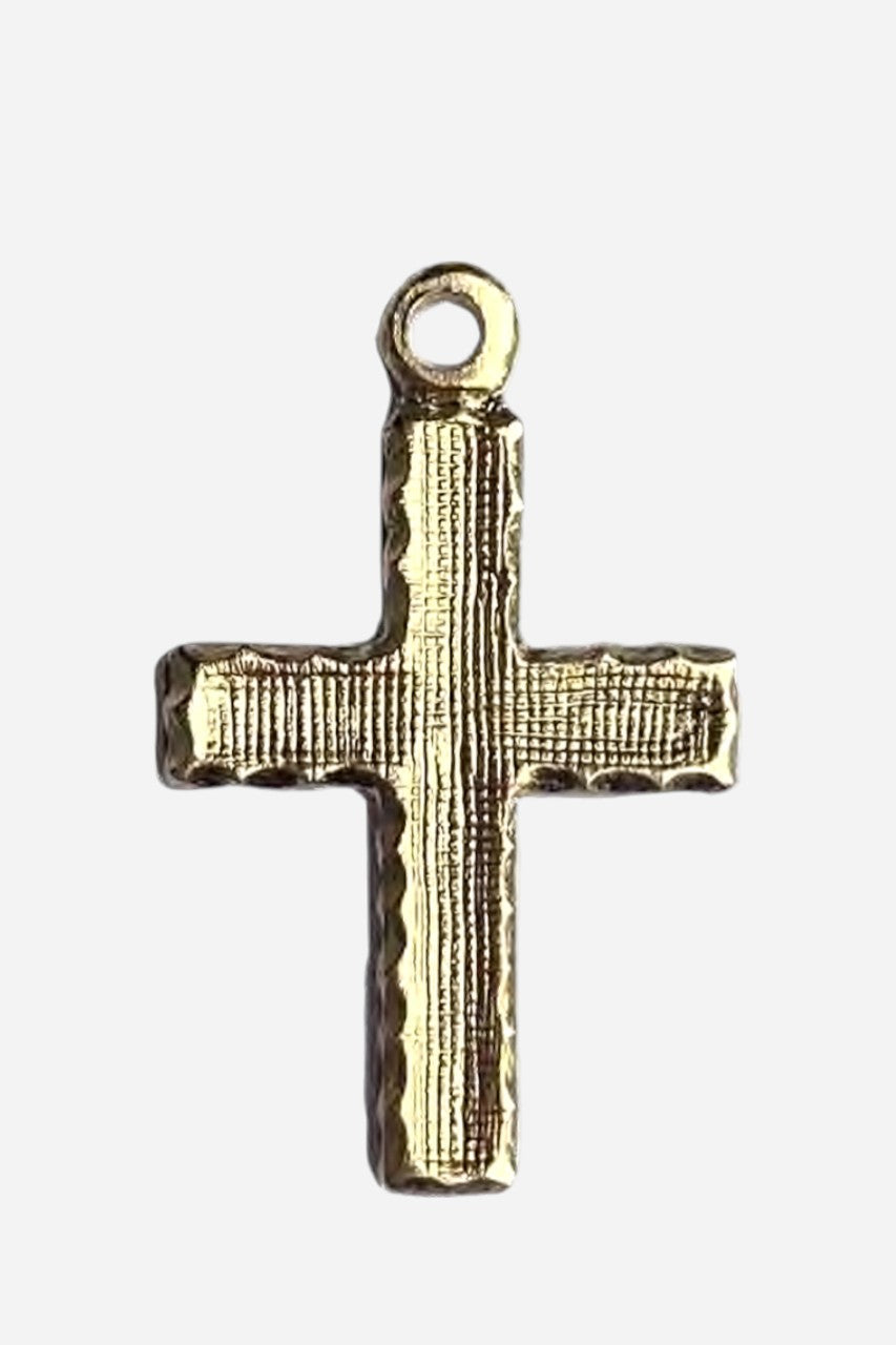 Farrah B Hammered Cross Charm – front view