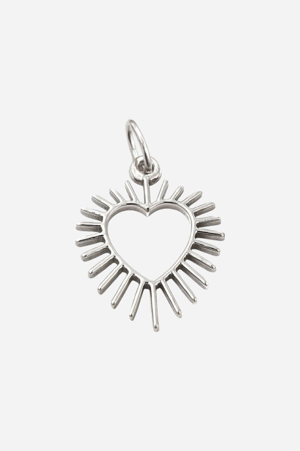 Farrah B Heart Ablaze Charm - Silver
