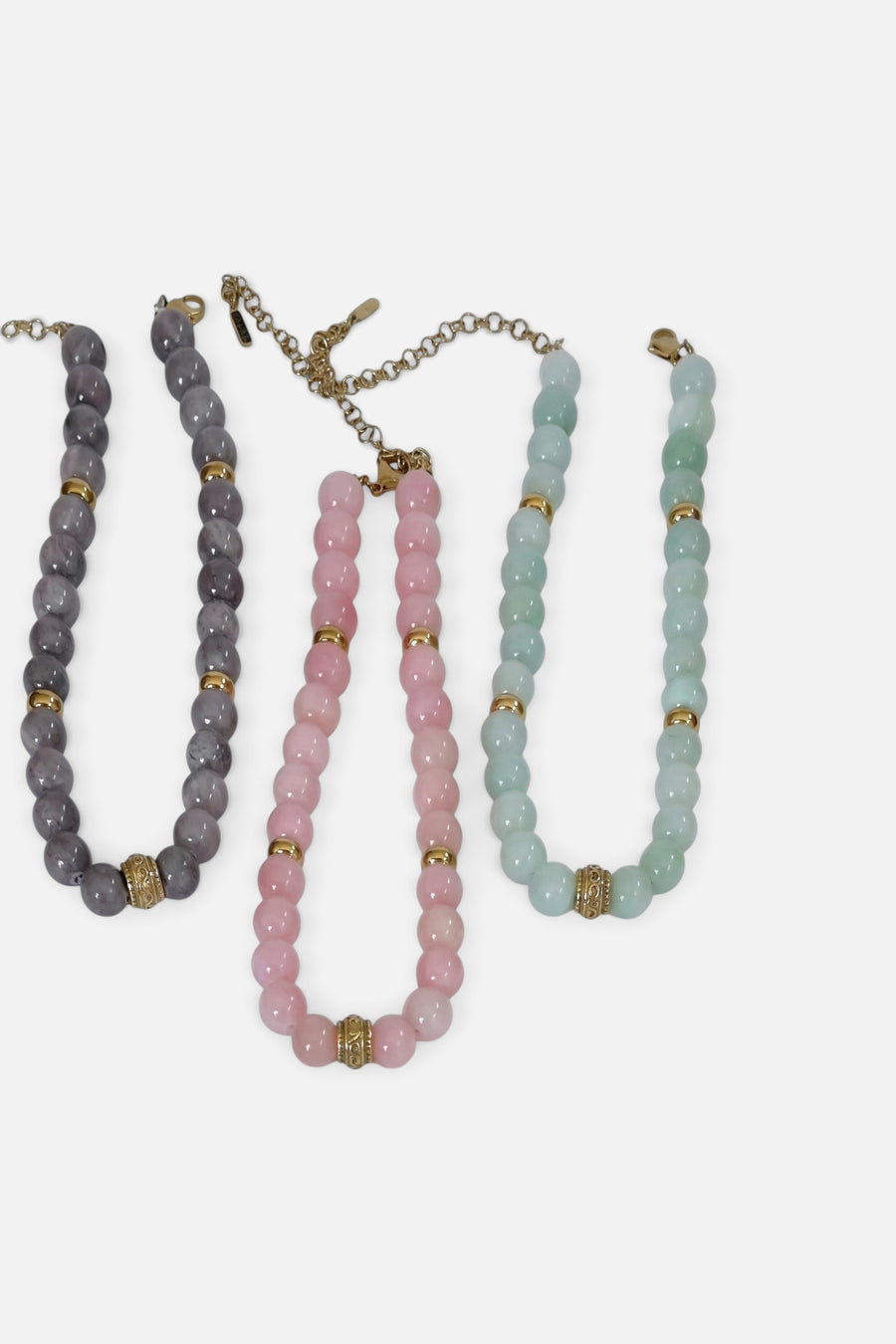 Farrah B High Strung Handmade Beaded Necklaces in Mint Green – front view