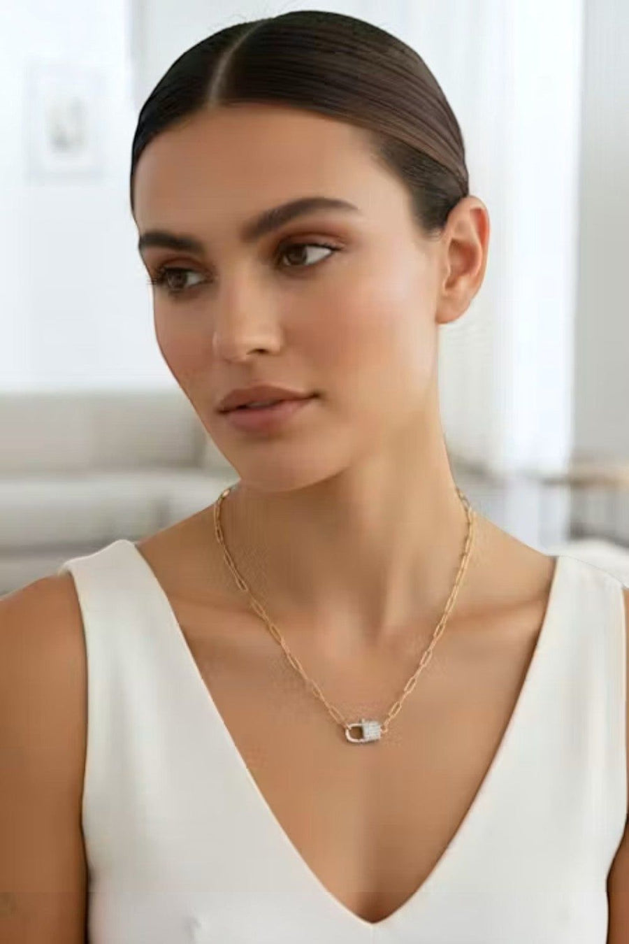 Farrah B Hook Up Necklace in Mixed Metal – flat lay