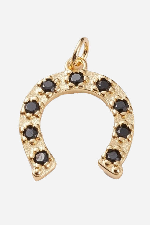 Farrah B Horeshoe Black CZ Charm