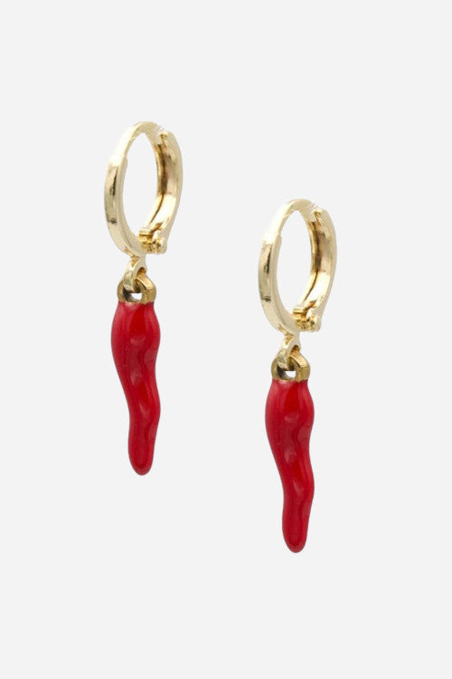 Farrah B Hot Stuff Pepper Huggies Earrings in Gold