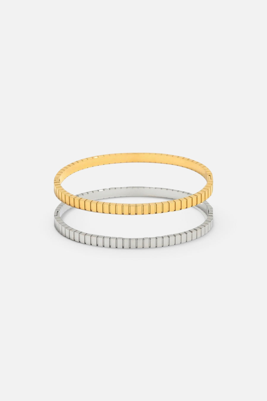 Farrah B In The Groove Bangle Bracelet in Silver – back view