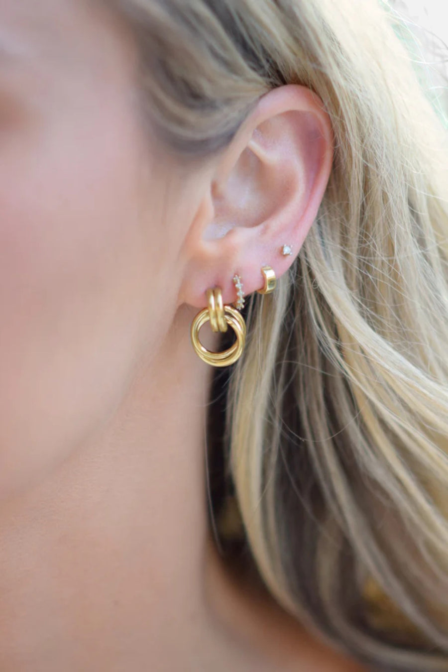 Farrah B Inner Circle Earrings in Gold – back view