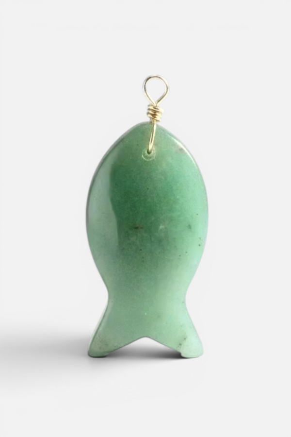Farrah B Large Gemstone Fish Charm in Green