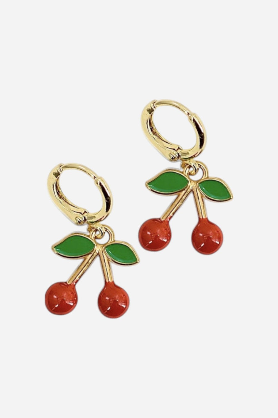 Farrah B Main Squeeze Cherry Huggie Earrings – front view