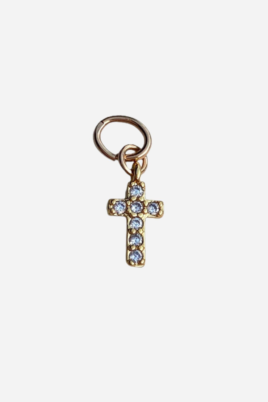 Farrah B Mini Pave Cross Charm – front view