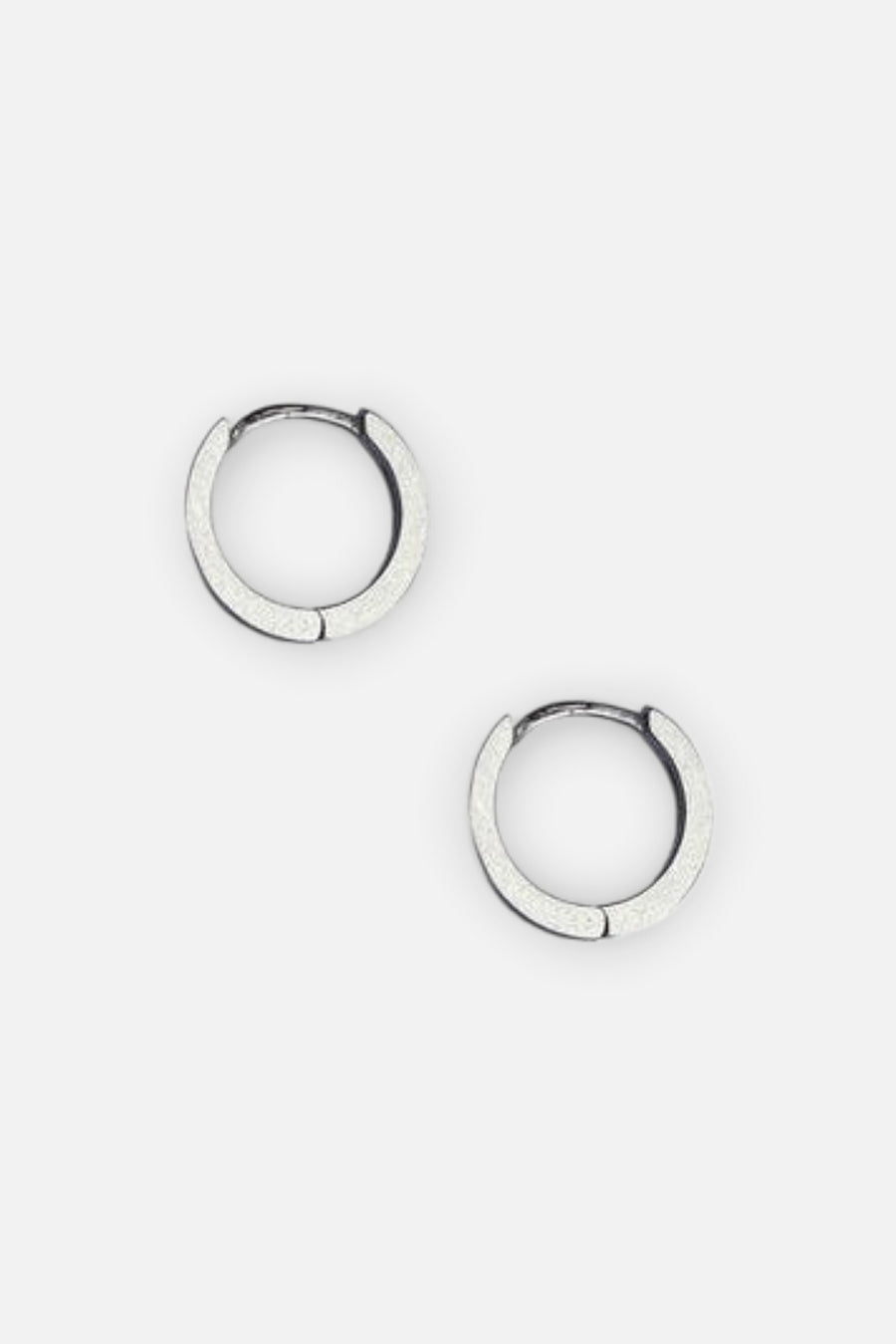 Farrah B Minimalist Mini Huggies Earrings in Silver – front view