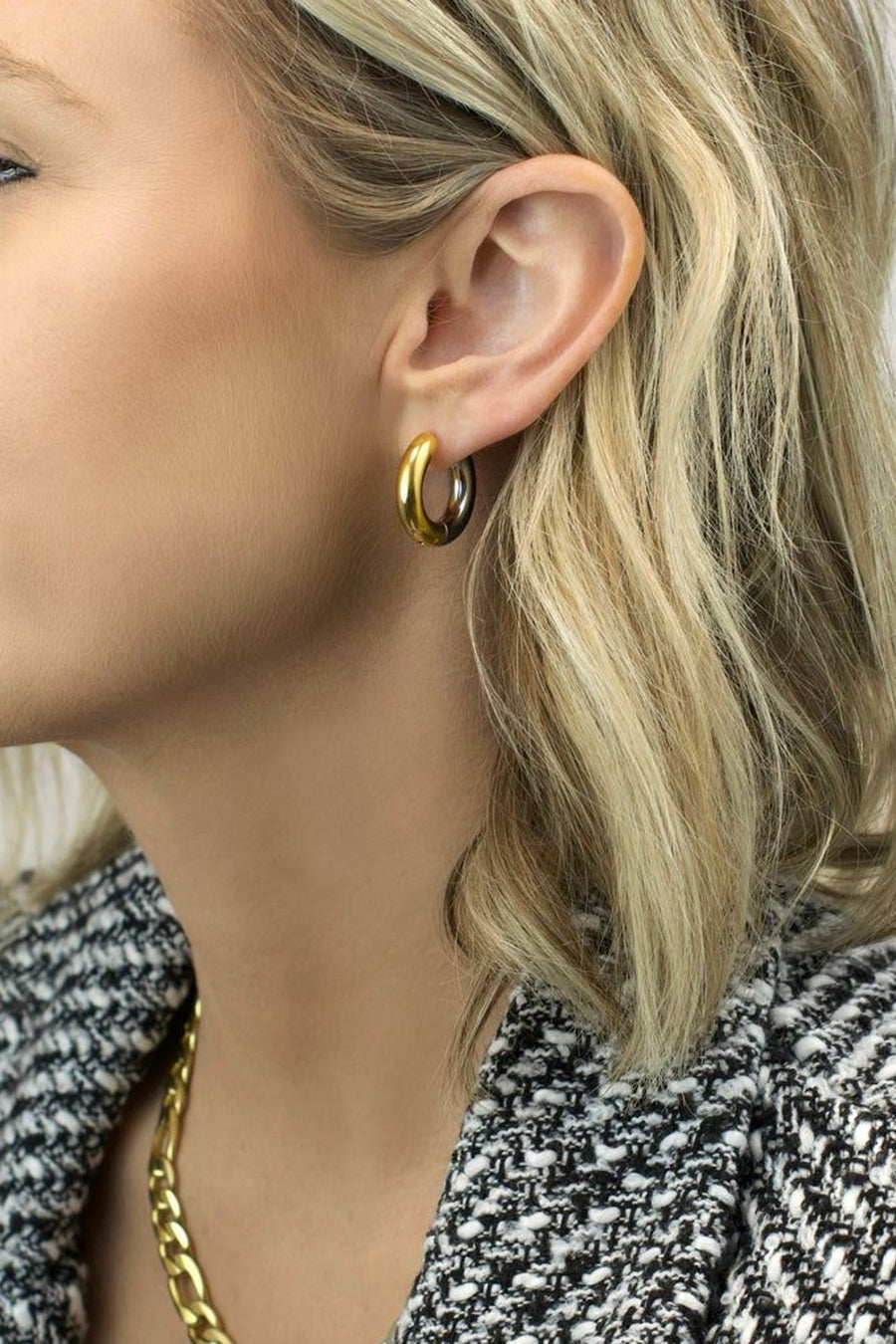 Farrah B Mixed Up Hoop Earrings – back view