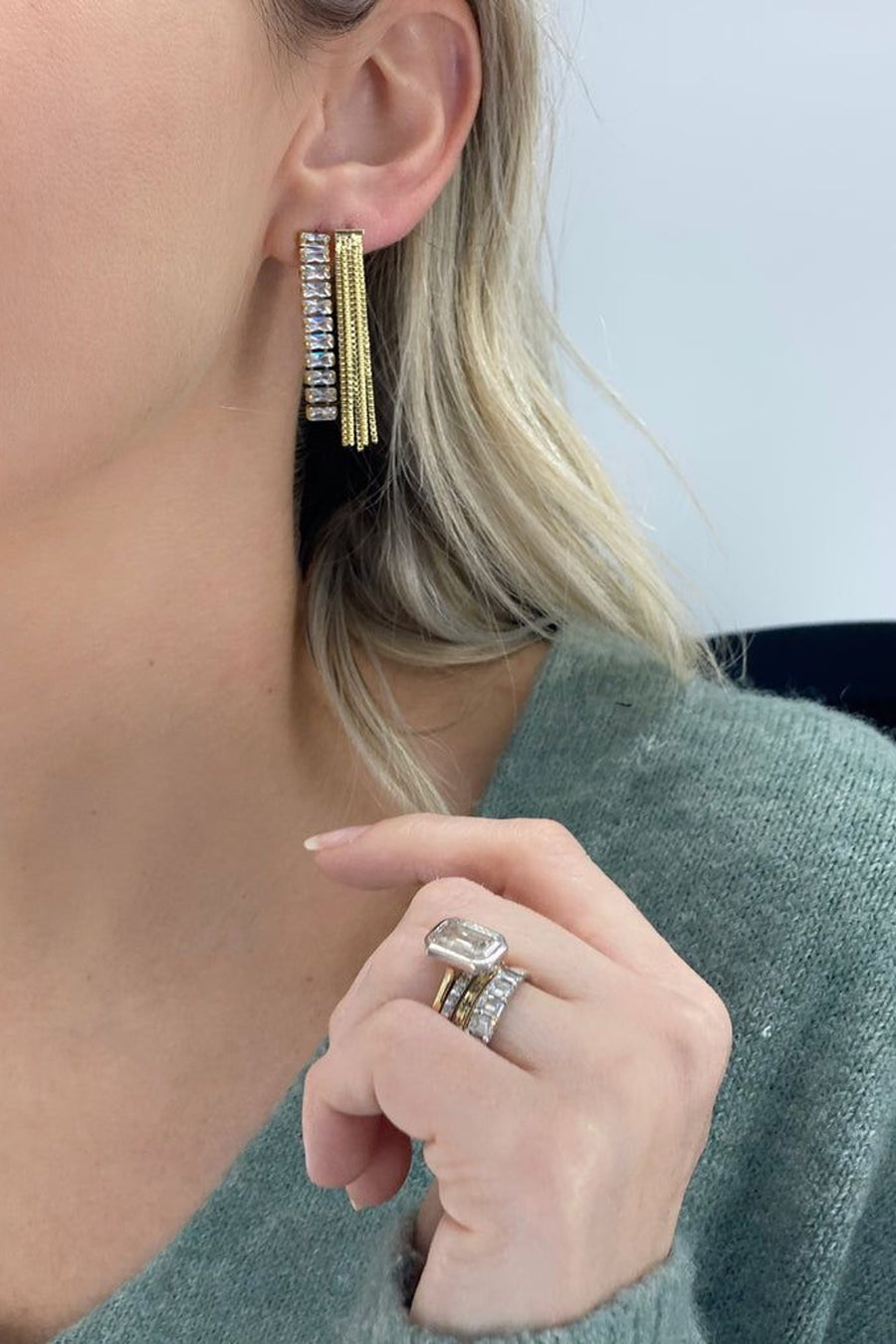 Farrah B Muse Earrings in Clear – back view