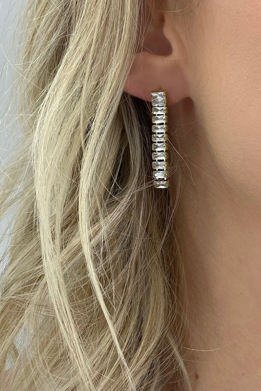 Farrah B Muse Earrings in Clear – side view