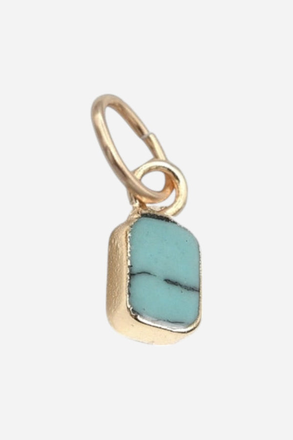 Farrah B Natural Stone Rectangle Charm in Turquoise