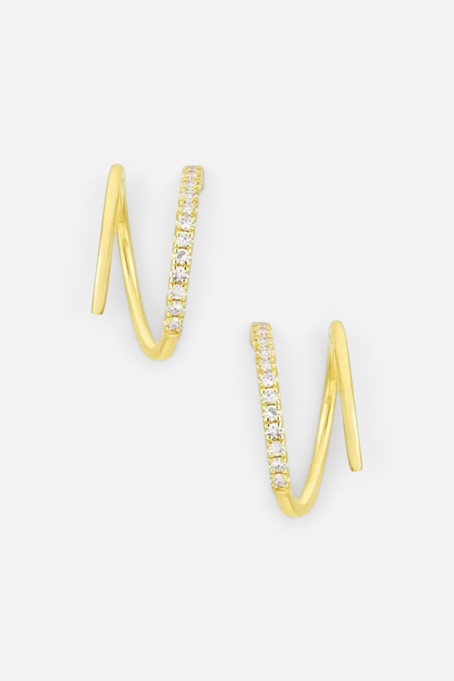 Farrah B On Point Pave Hoops Earrings in Gold – front view