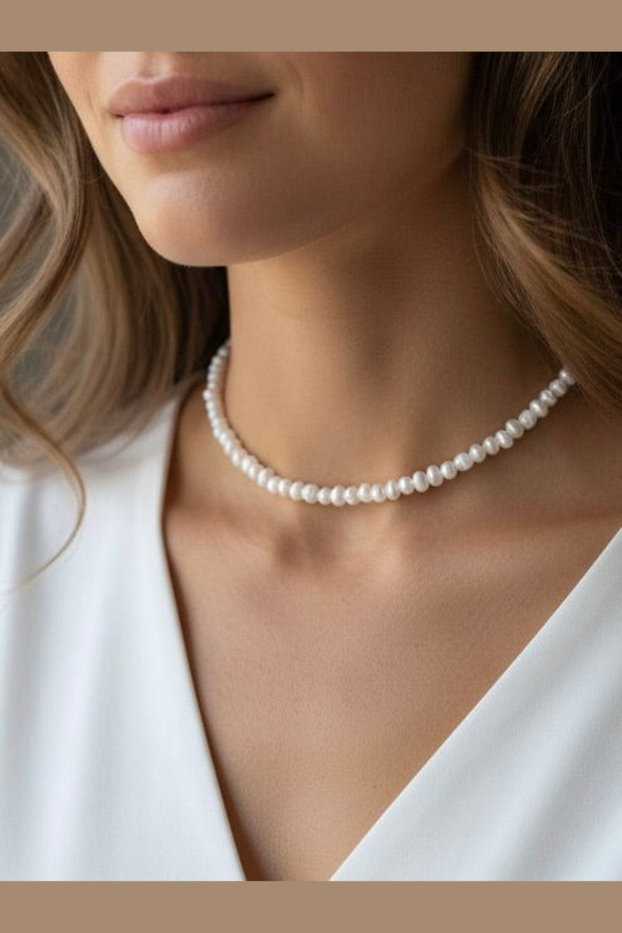 Farrah B Out To Sea Pearl Necklace – on model