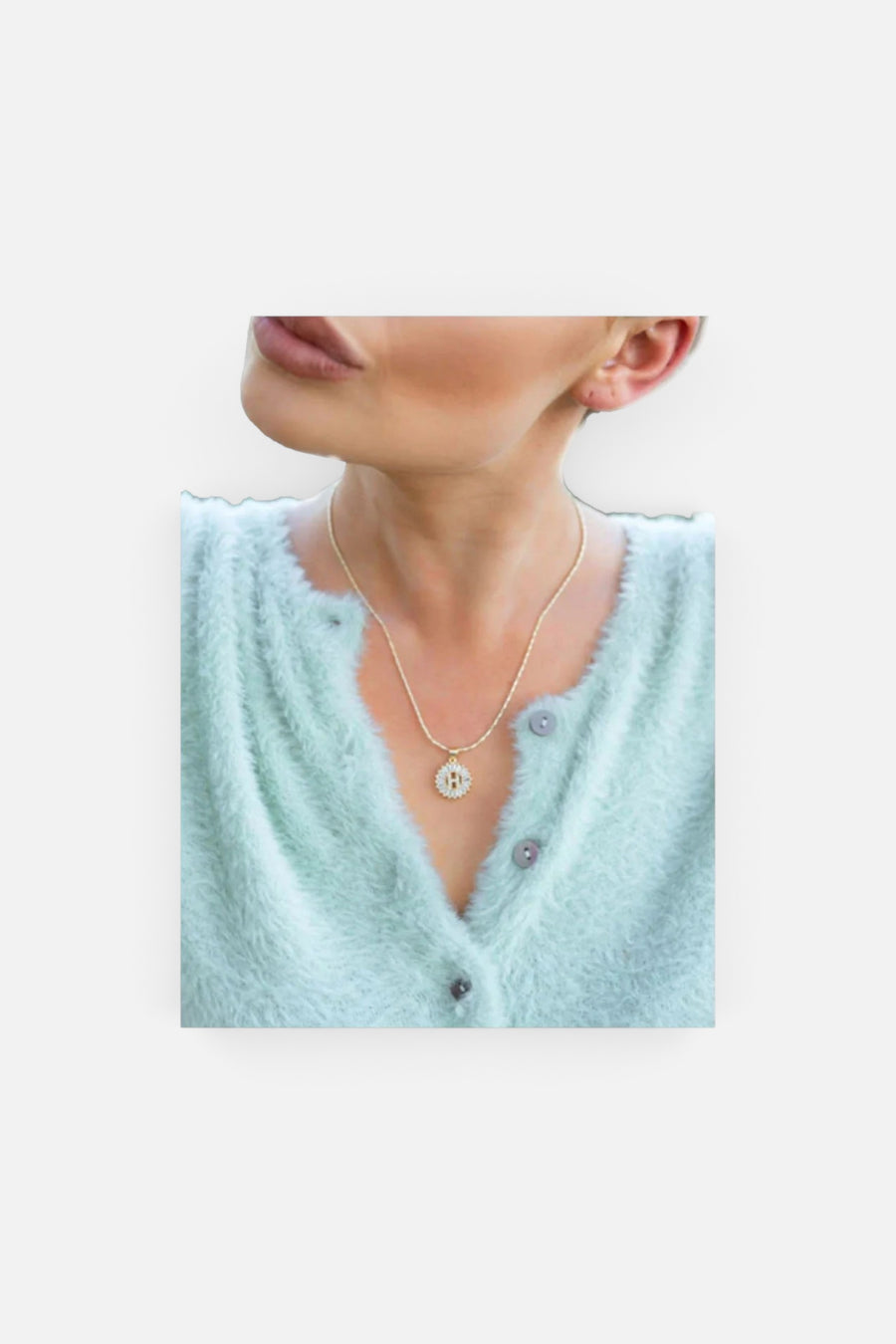 Farrah B P Initial Round CZ Necklace – front view