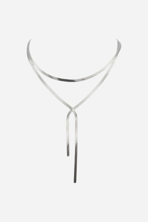 Farrah B Parting Ways 2 Layer Necklace - Silver
