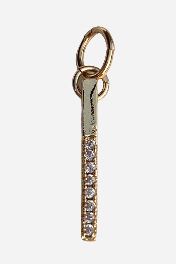 Farrah B Pave Bar Charm Gold