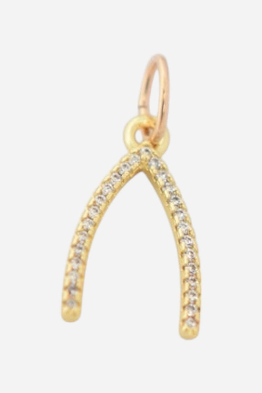 Farrah B Pave Wishbone Charm - Gold – front view