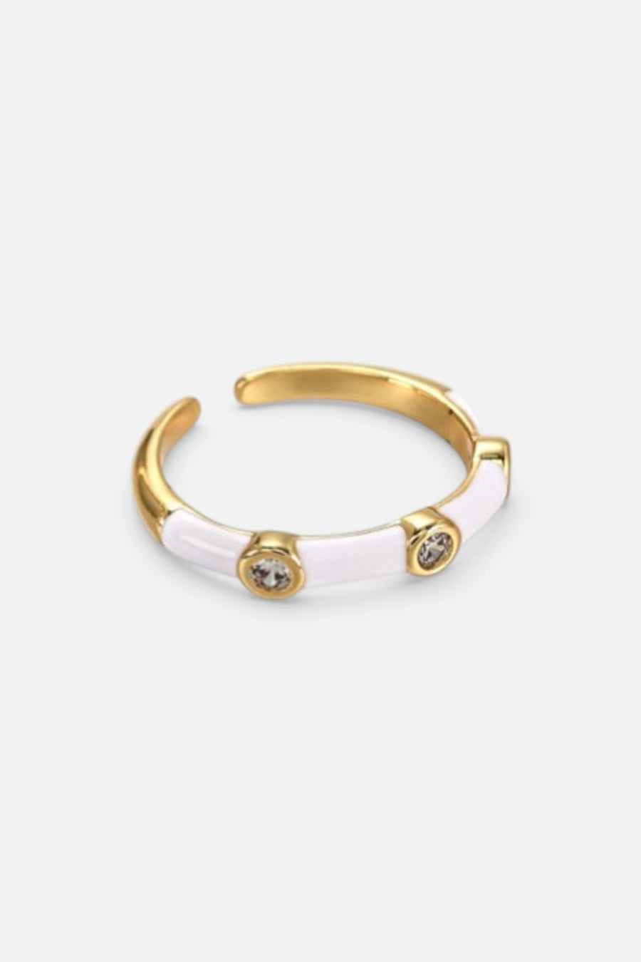 Farrah B Poppy Enamel Ring in White – front view