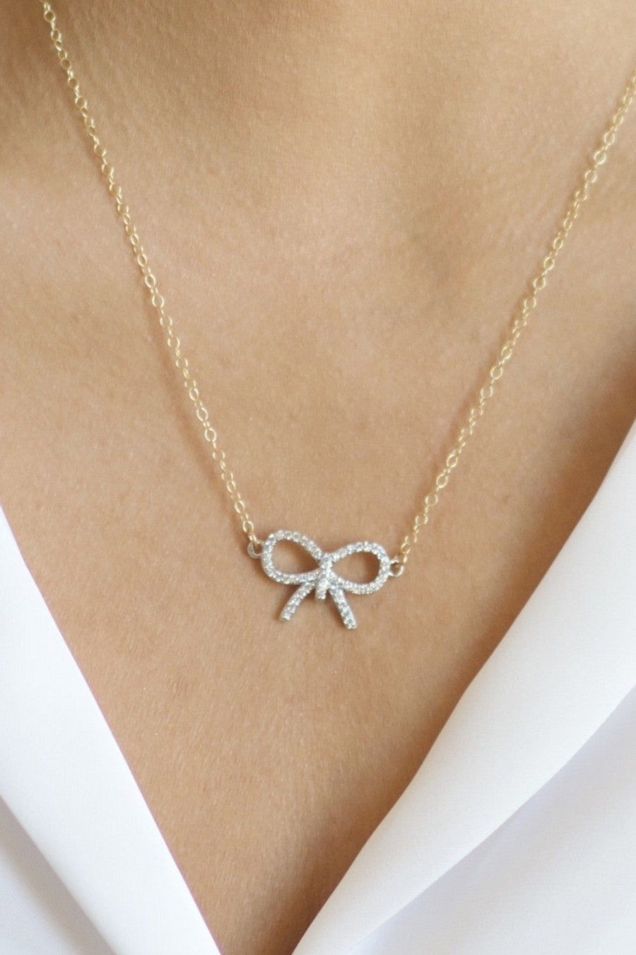 Farrah B Prim & Proper Bow Necklace – back view