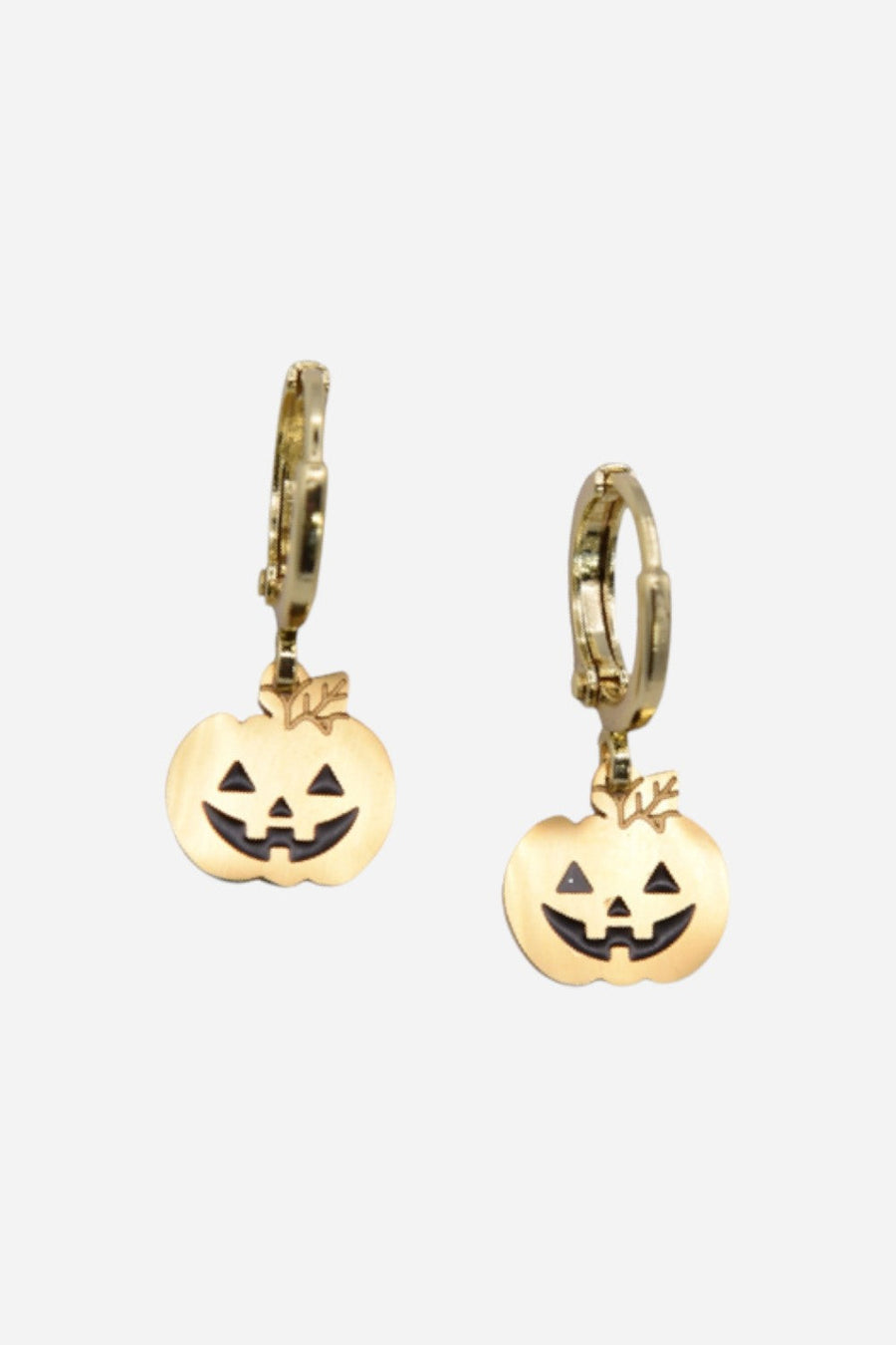 Farrah B Pumpkin Huggies Earrings in Gold – front view