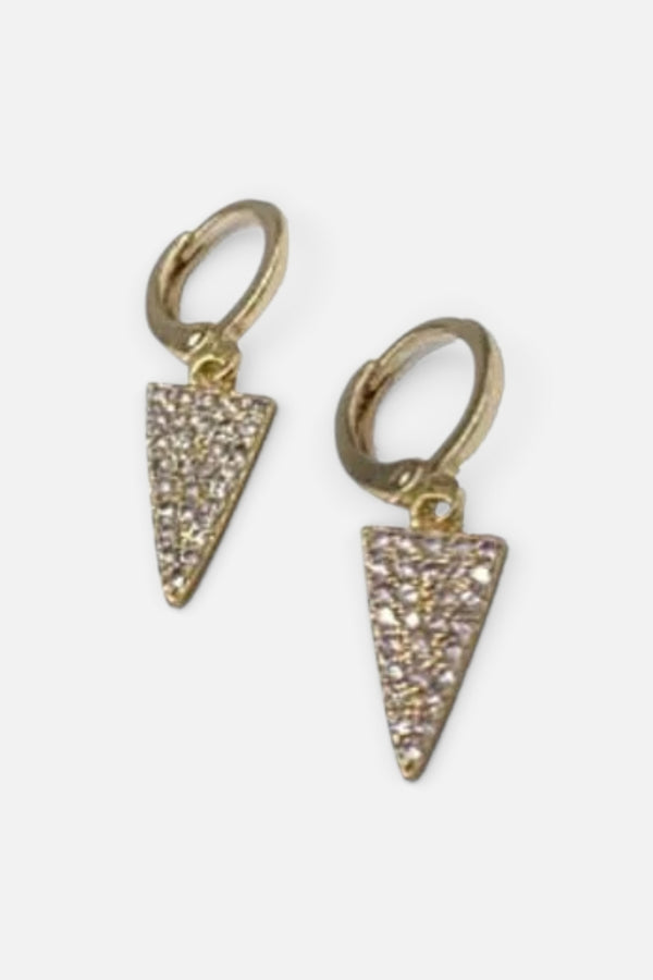Farrah B Pyramid Gold Huggies Earrings