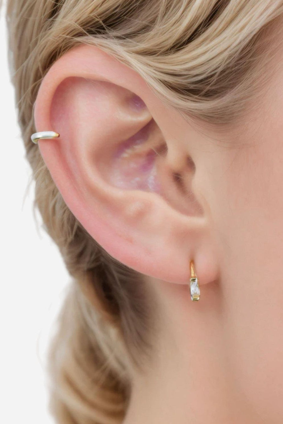 Farrah B Ray Of Light Huggie Hoop Earrings – back view