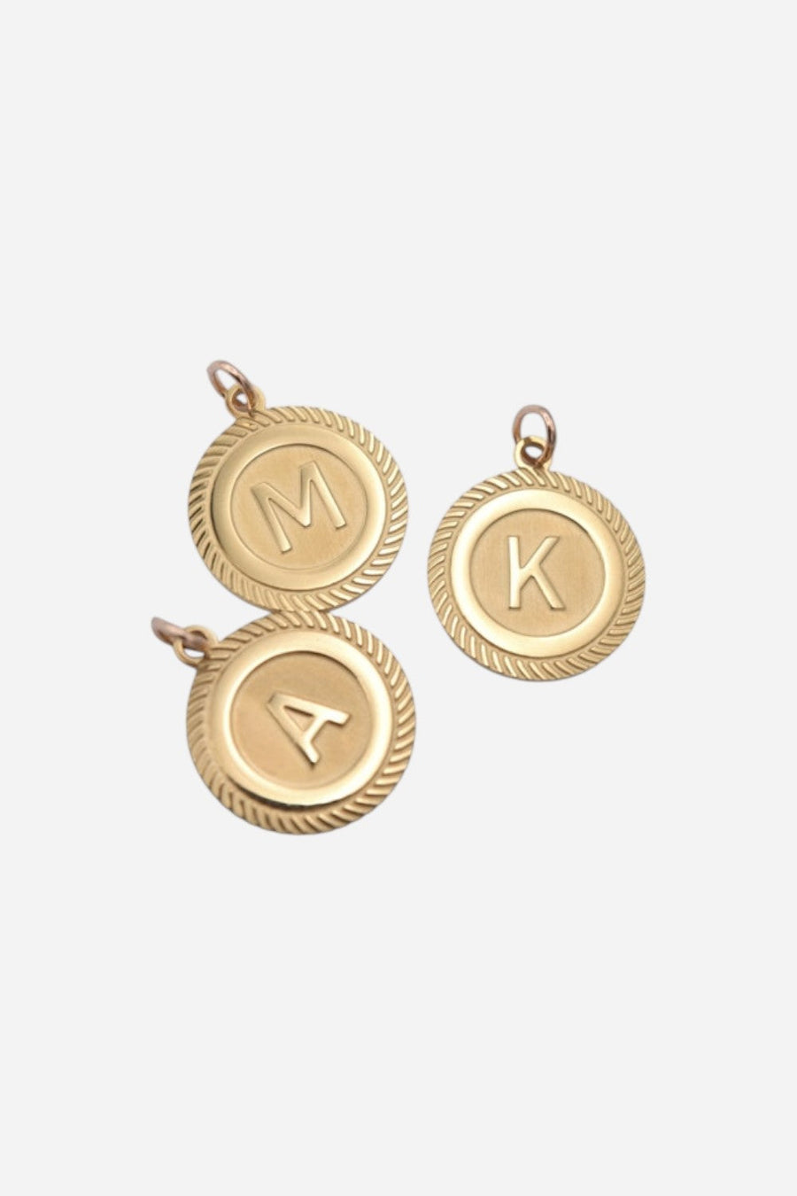 Farrah B Round Coin Initial Charm – front view