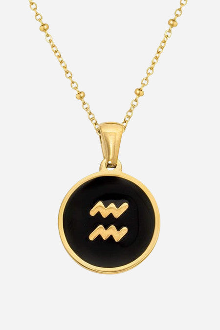 Farrah B Round Zodiac Charm - Aquarius