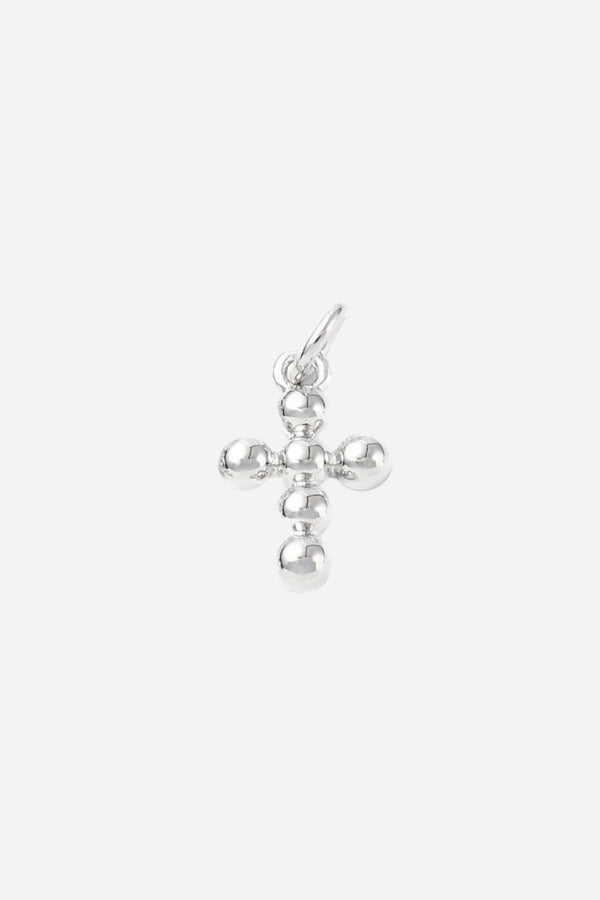 Farrah B Small Beaded Cross Charm in SIlver