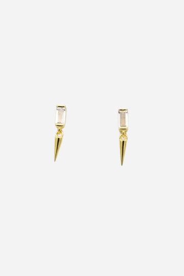Farrah B Spiked Dangle Stud Earrings in Gold – front view
