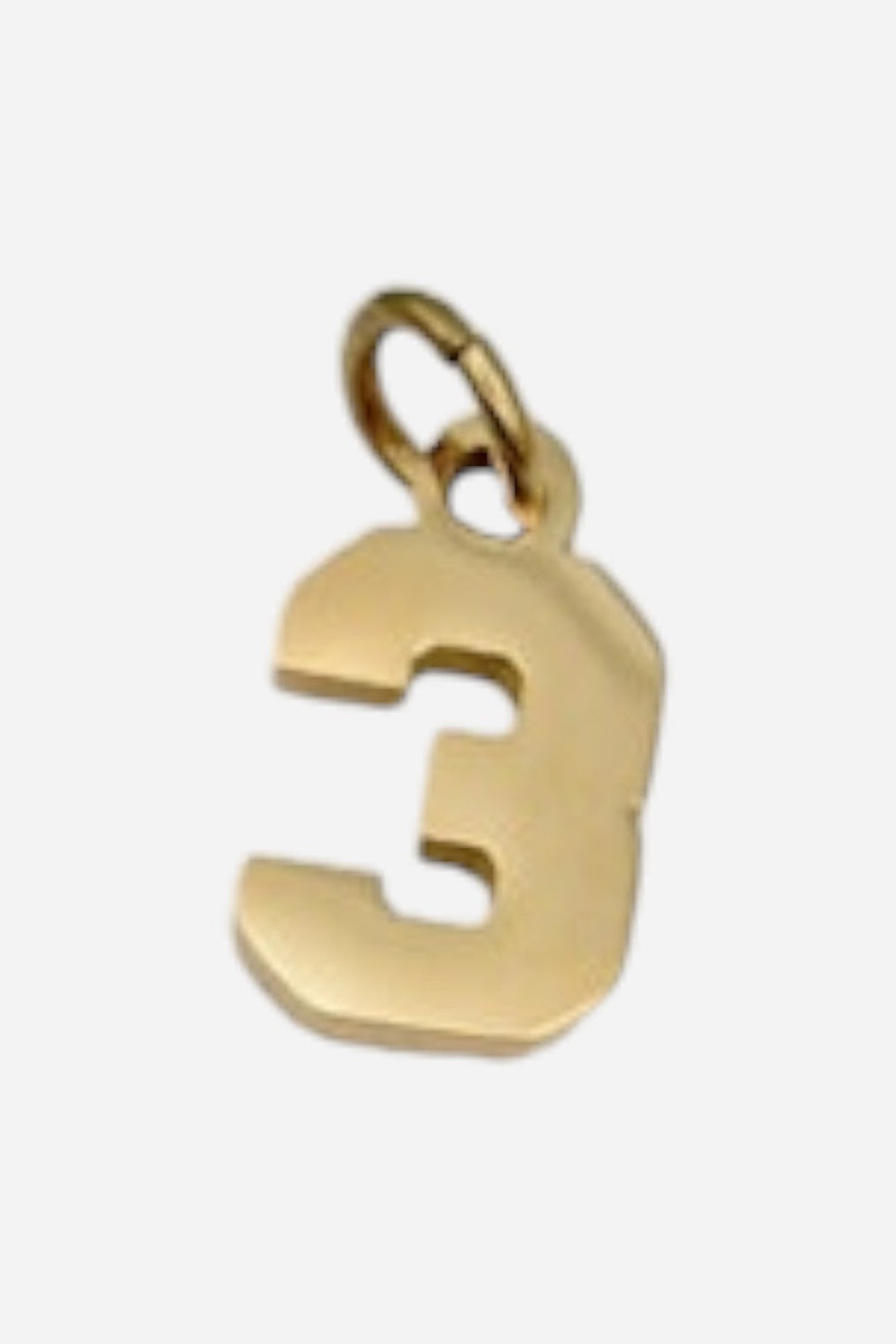 Farrah B Sports Number Charm in Gold 3 – front view
