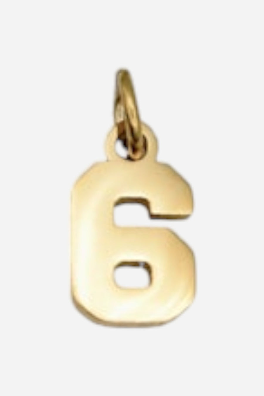 Farrah B Sports Number Charm in Gold 6 – front view